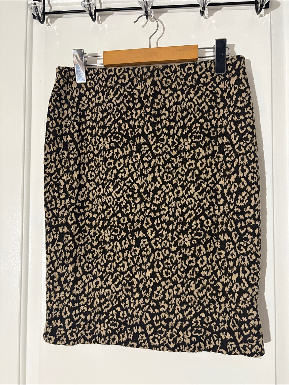 George Black and Cream Leopard-Print Pencil Skirt